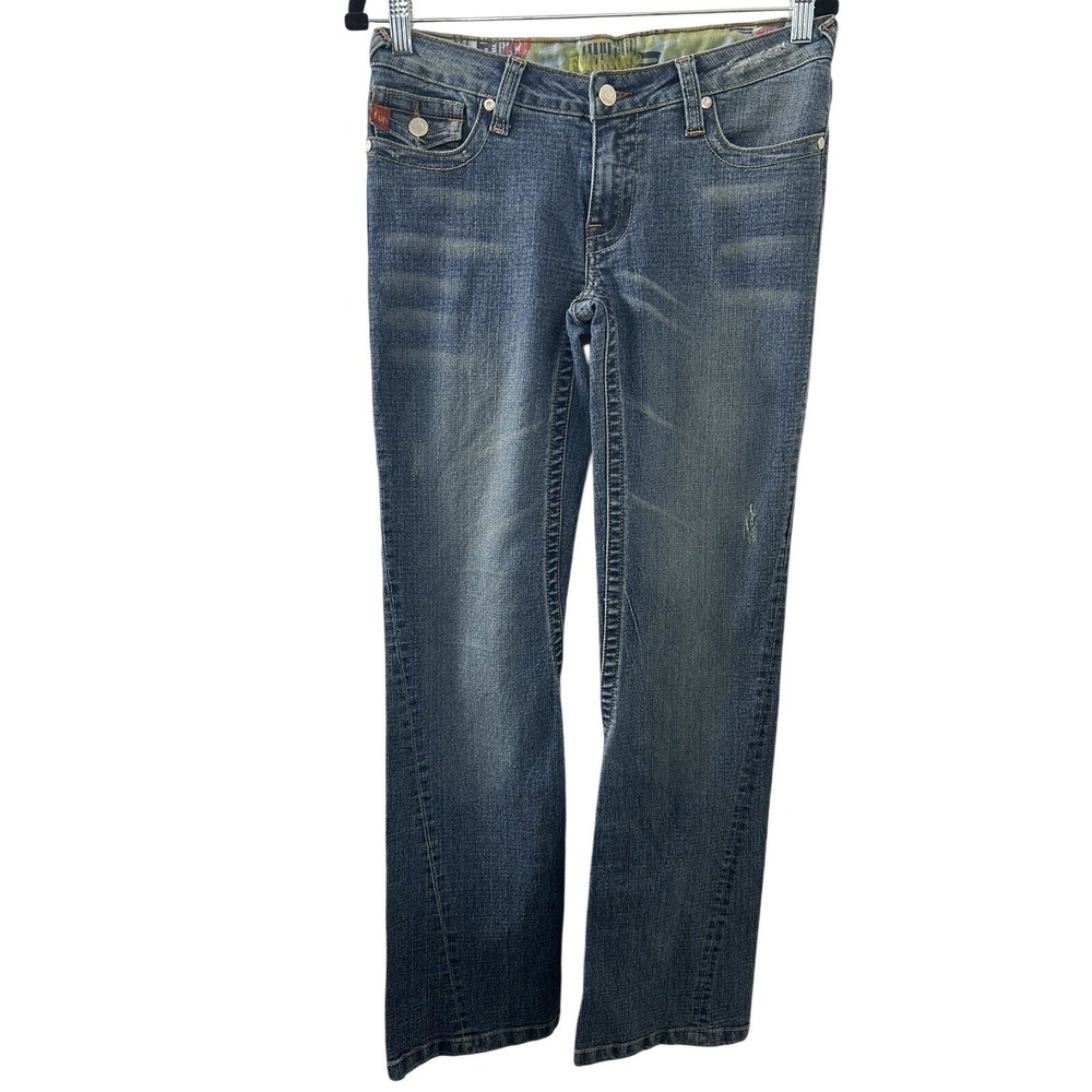 Funhouse Womens‎ Low Rise Bootcut Jeans Blue Medium Wash Flap Pocket Size 9 Y2K